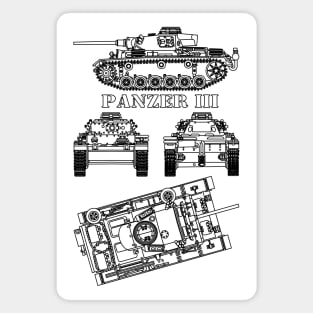 Panzer III 3 Tank German WW2 Medium Tanks Blueprint Diagrams Gift Magnet